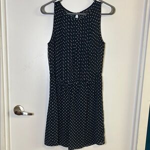 Zara Navy Blue & White Polka Dot Sleeveless Dress | Size Small
